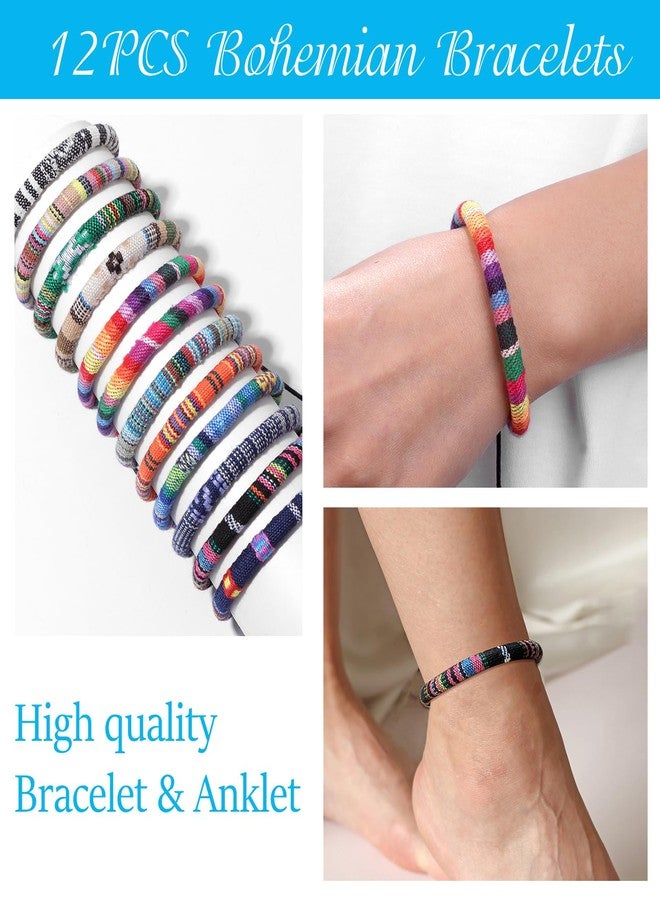 Raicegs 12PCS Friendship String Bracelets for Teen Women Man Boho Surfer Beach Bracelets Anklets Set Handmade Bracelets Bulk Jewelry for Women Man - Image 3